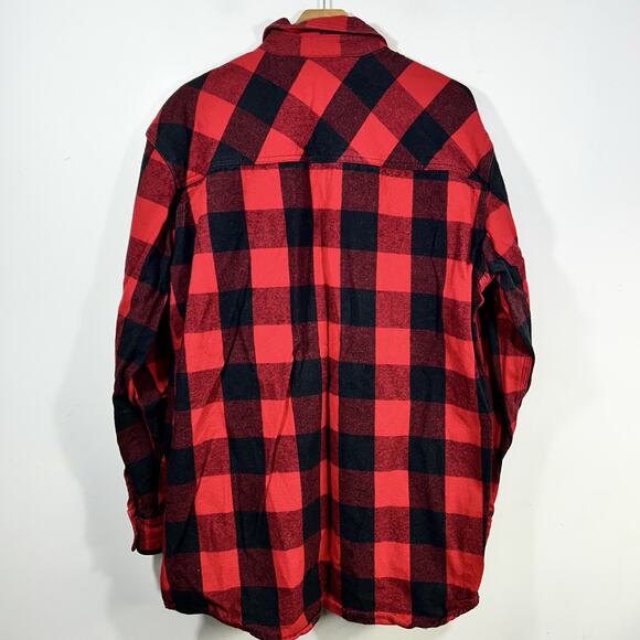 Five Brothers Flannel Shirt Pearl Snap Mens XL Tall Red Black Buffalo Plaid - Picture 7 of 7